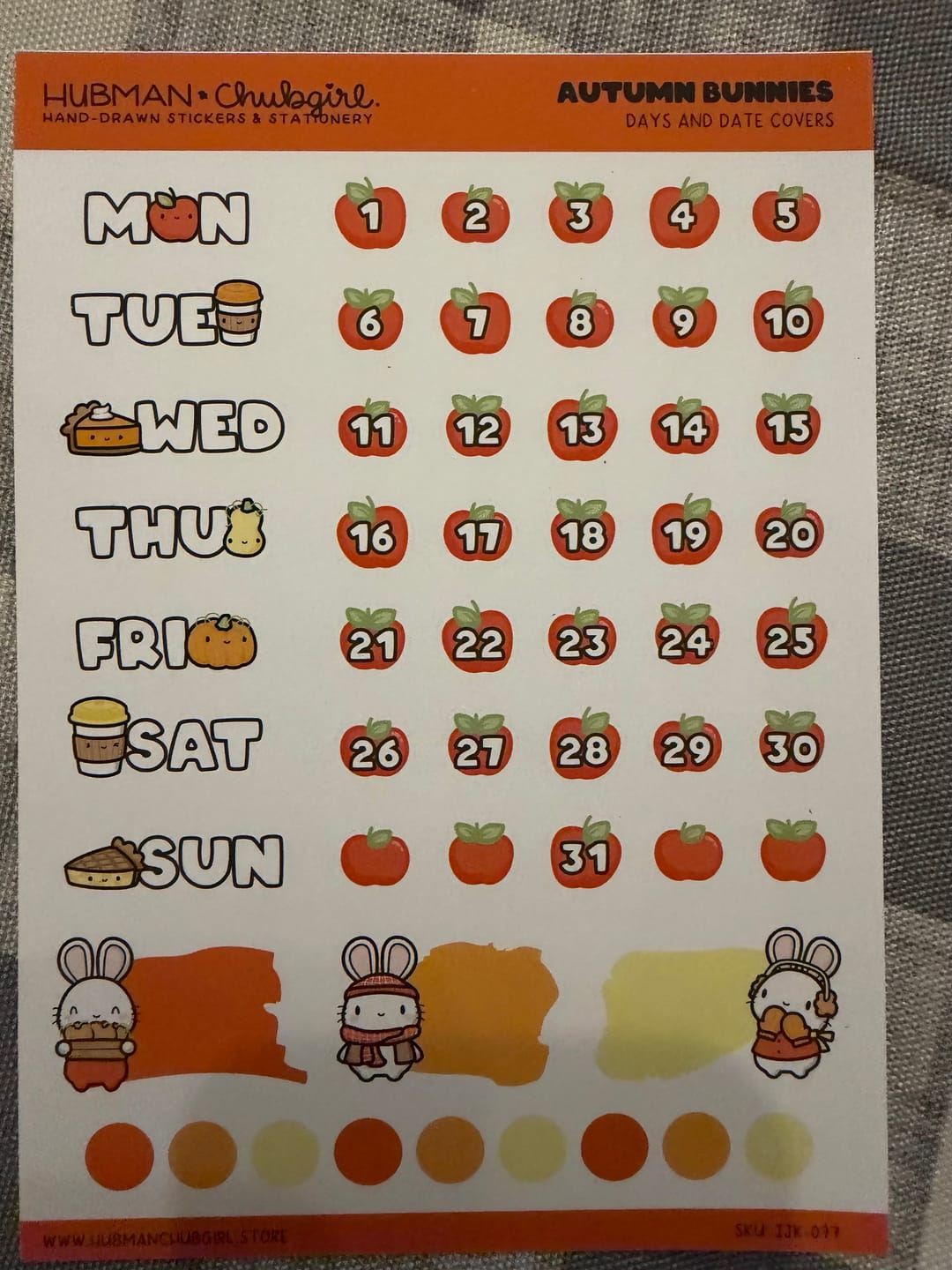 Customer photo review of Autumn Bunnies Days and Date Covers