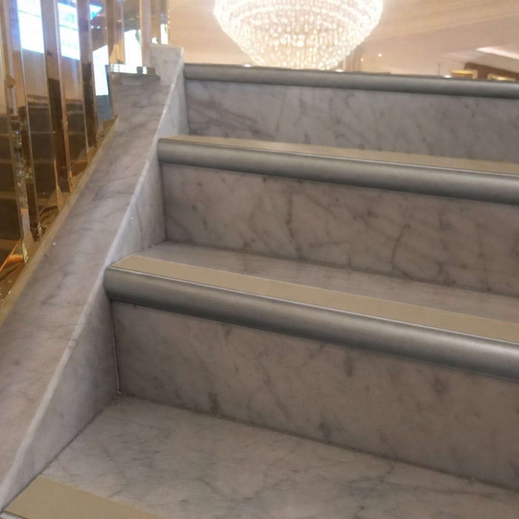 Customer photo review of Bullnose Aluminium Stair Nosing 2.75m Single Channel PVC