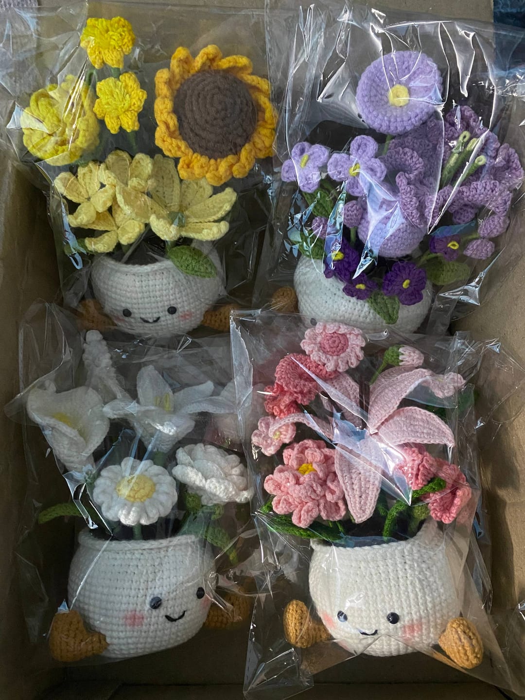 Customer photo review of Handmade Crochet Flower Pot – Forever Flower Bouquet, Cute Floral Desk Decor, Unique Gift