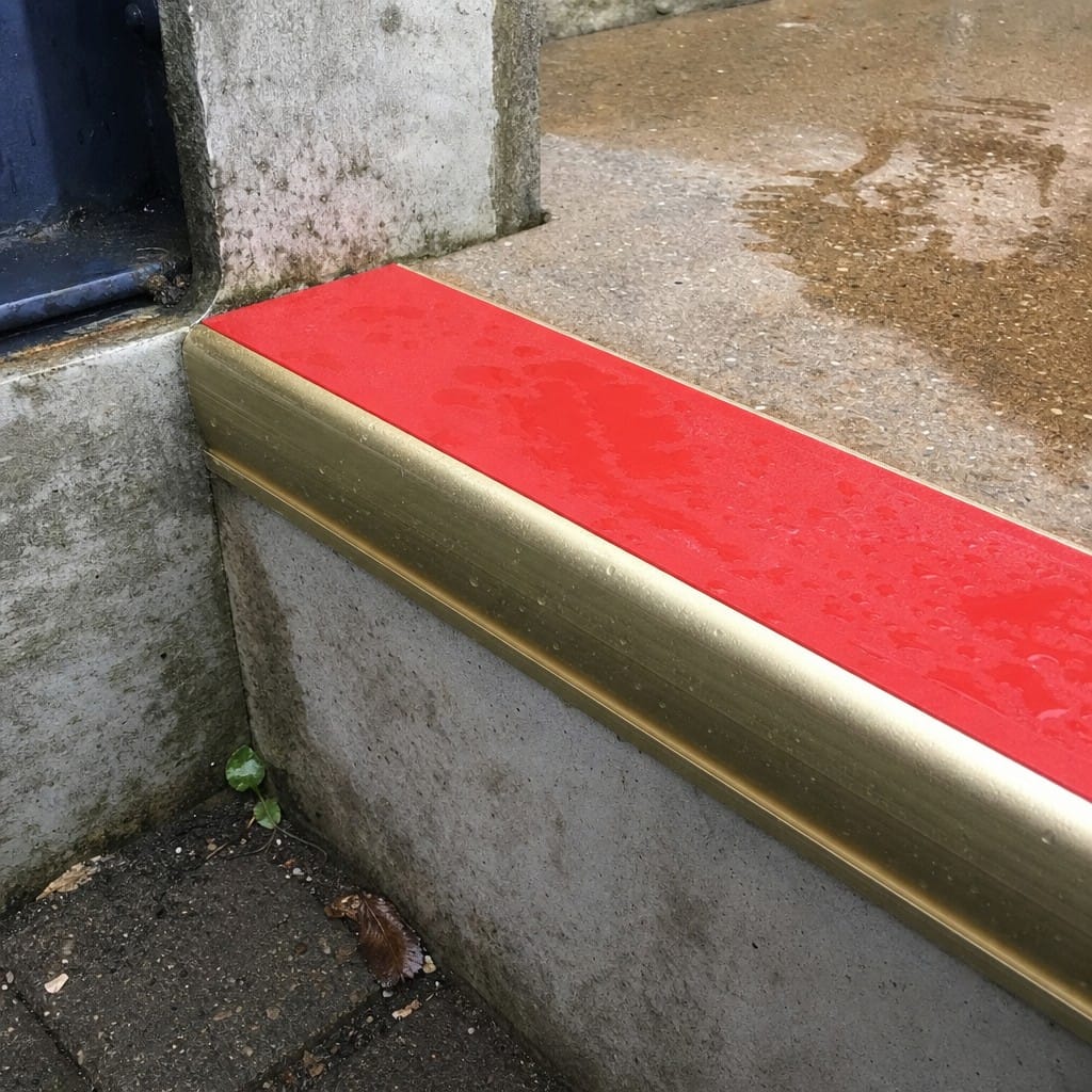 Customer photo review of Single Channel Aluminium Stair Nosing 2.44m PVC Insert