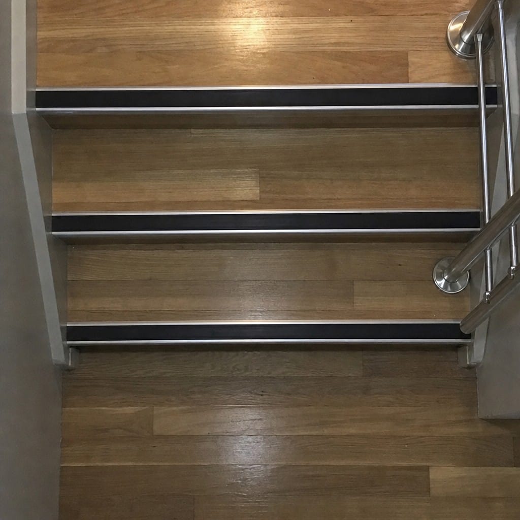 Customer photo review of Square Aluminium Stair Nosing 2.44m | 46mm Tread | 25mm Riser | Single Channel | PVC Insert