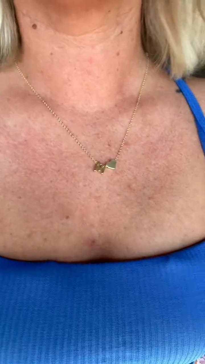 Customer photo review of Heart Initial Necklace