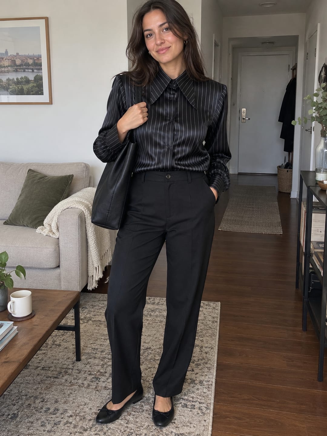 Customer photo review of Striped Buttoned Long Sleeves Lapel Blouses&shirts Tops