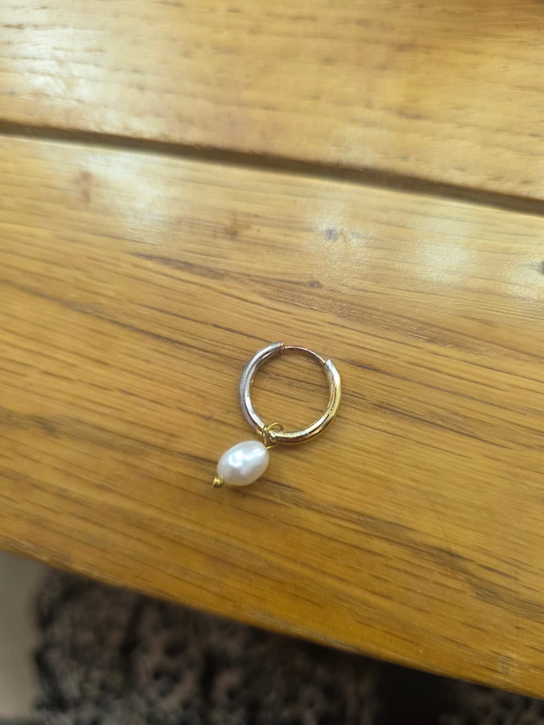 Customer photo review of Freshwater Pearl Bella Hoop Earrings