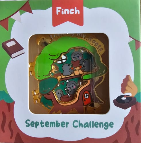 Customer's Tracing My Roots Pin & Magnet inside its decorative box from the September Challenge collection.