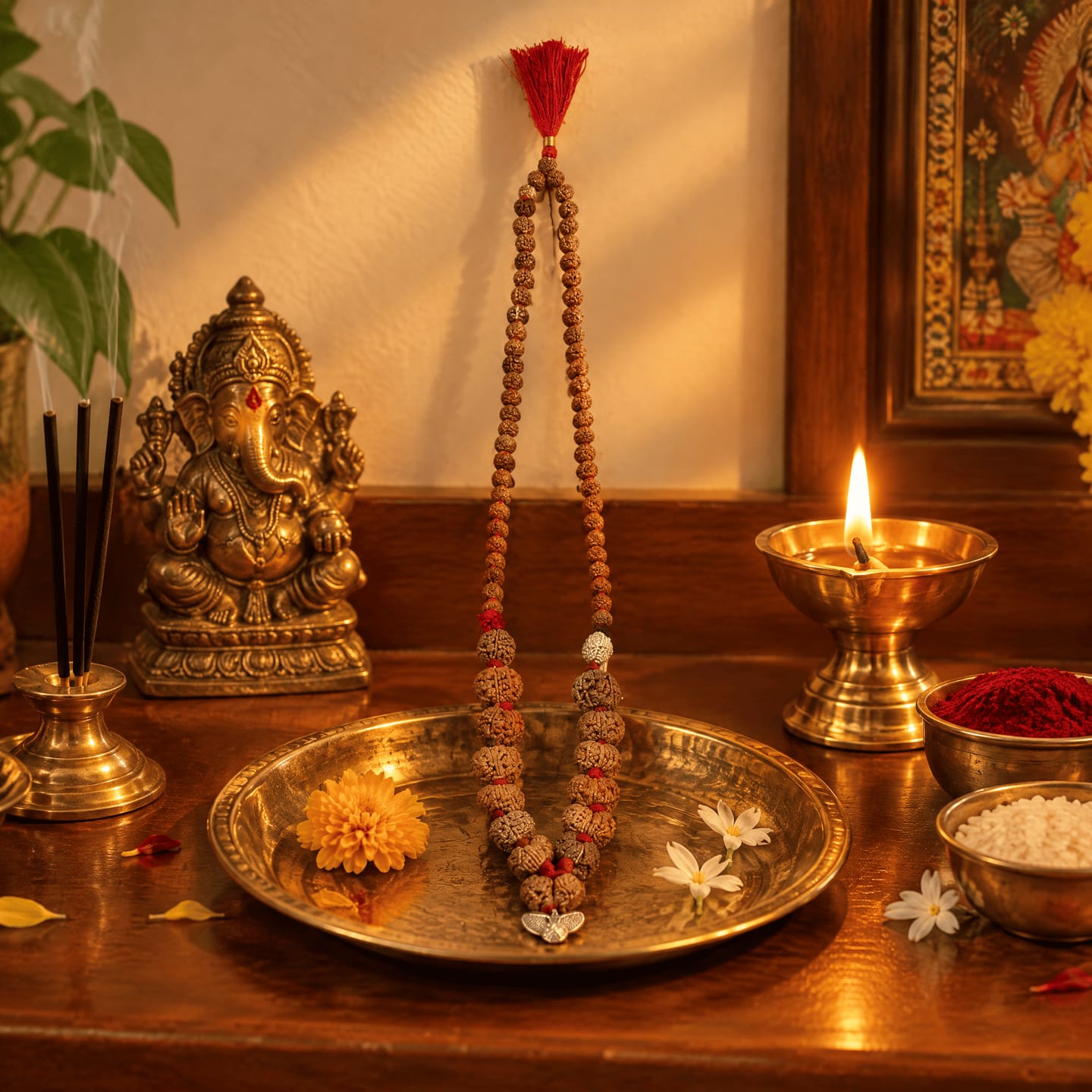 Customer photo review of 1-14 Mukhi Rudraksha Mala (Indian)