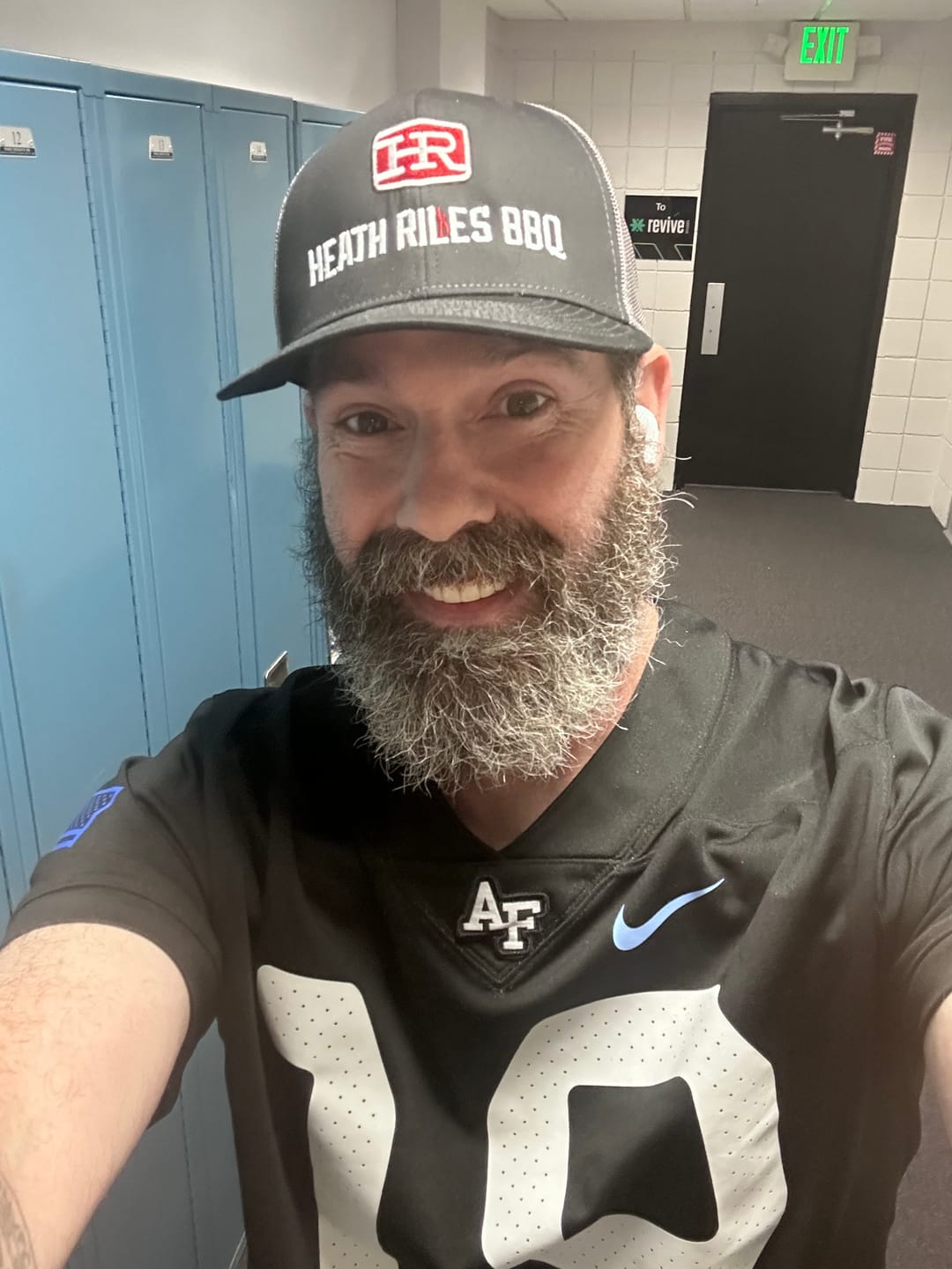 Customer photo review of Heath Riles BBQ Trucker Hat (Black with Grey Mesh)