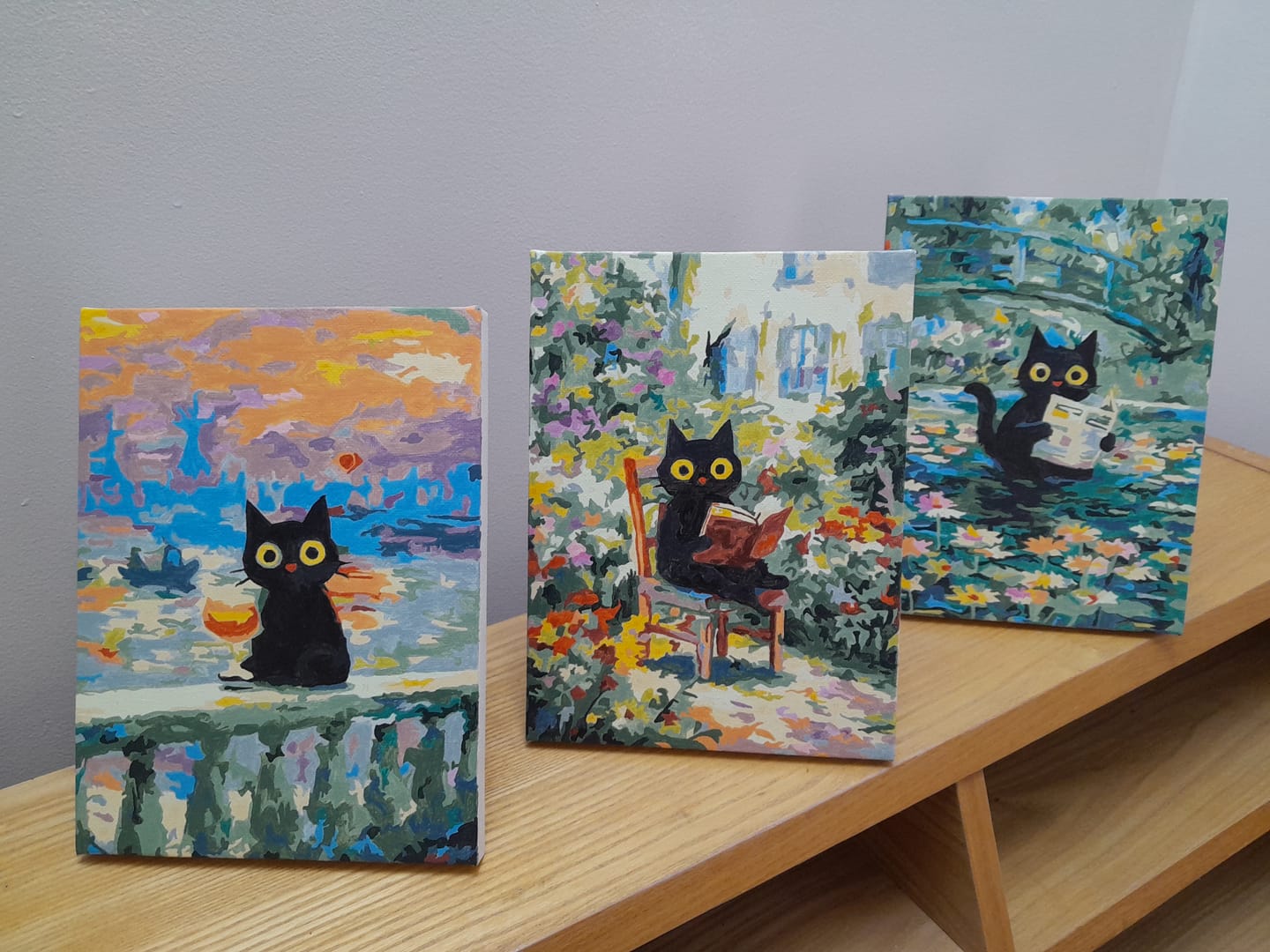 Customer photo review of Mini Peinture par numéros 15x20cm (6 pièces) - Chat Style Claude Monet