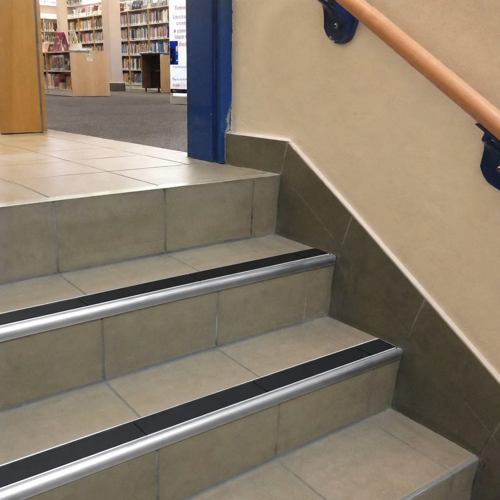 Customer photo review of Medium Duty Bullnose Aluminium Stair Nosing 3.22m Double Channel