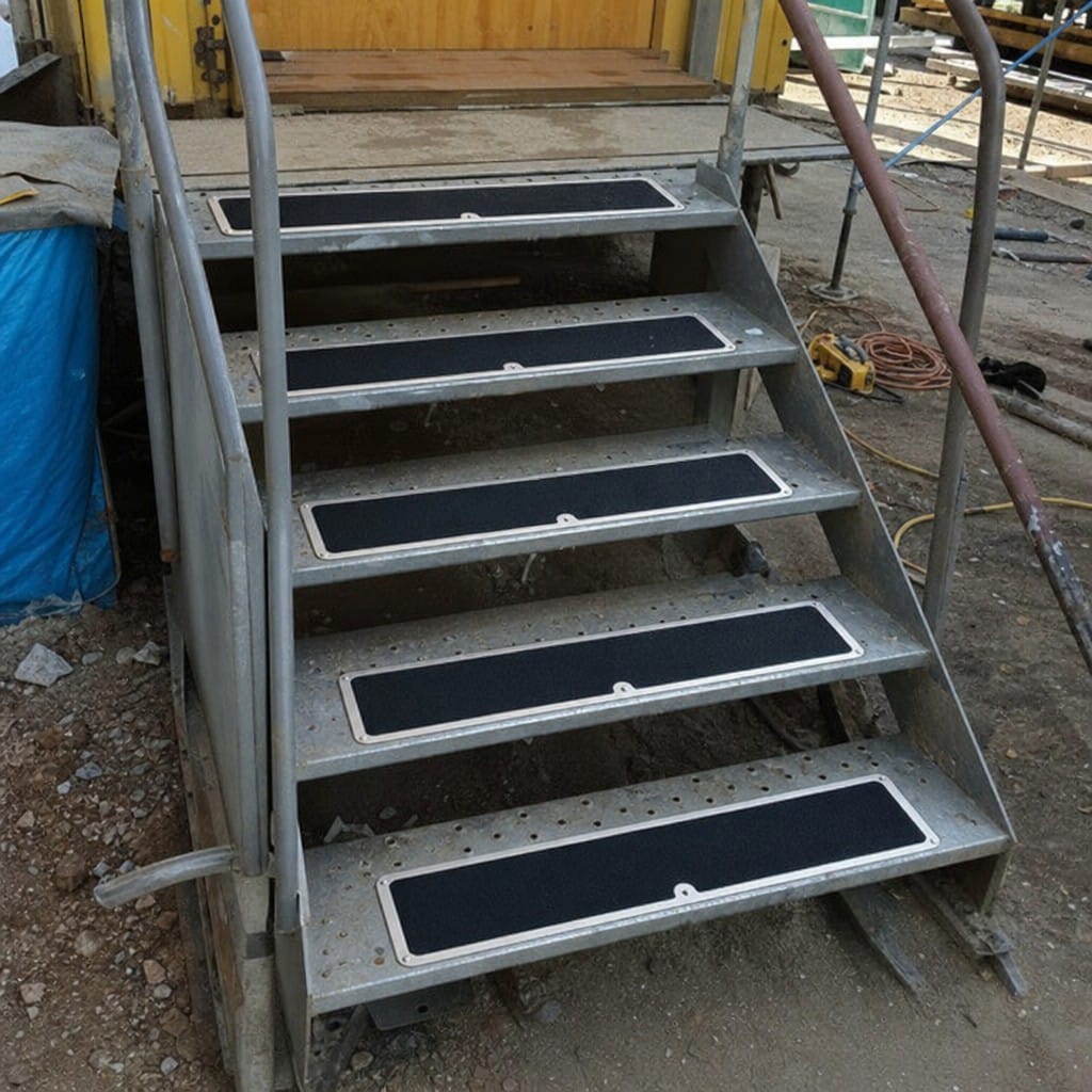 Customer photo review of Aluminium Screw Down Stair Plates Non Slip Resin Bonded