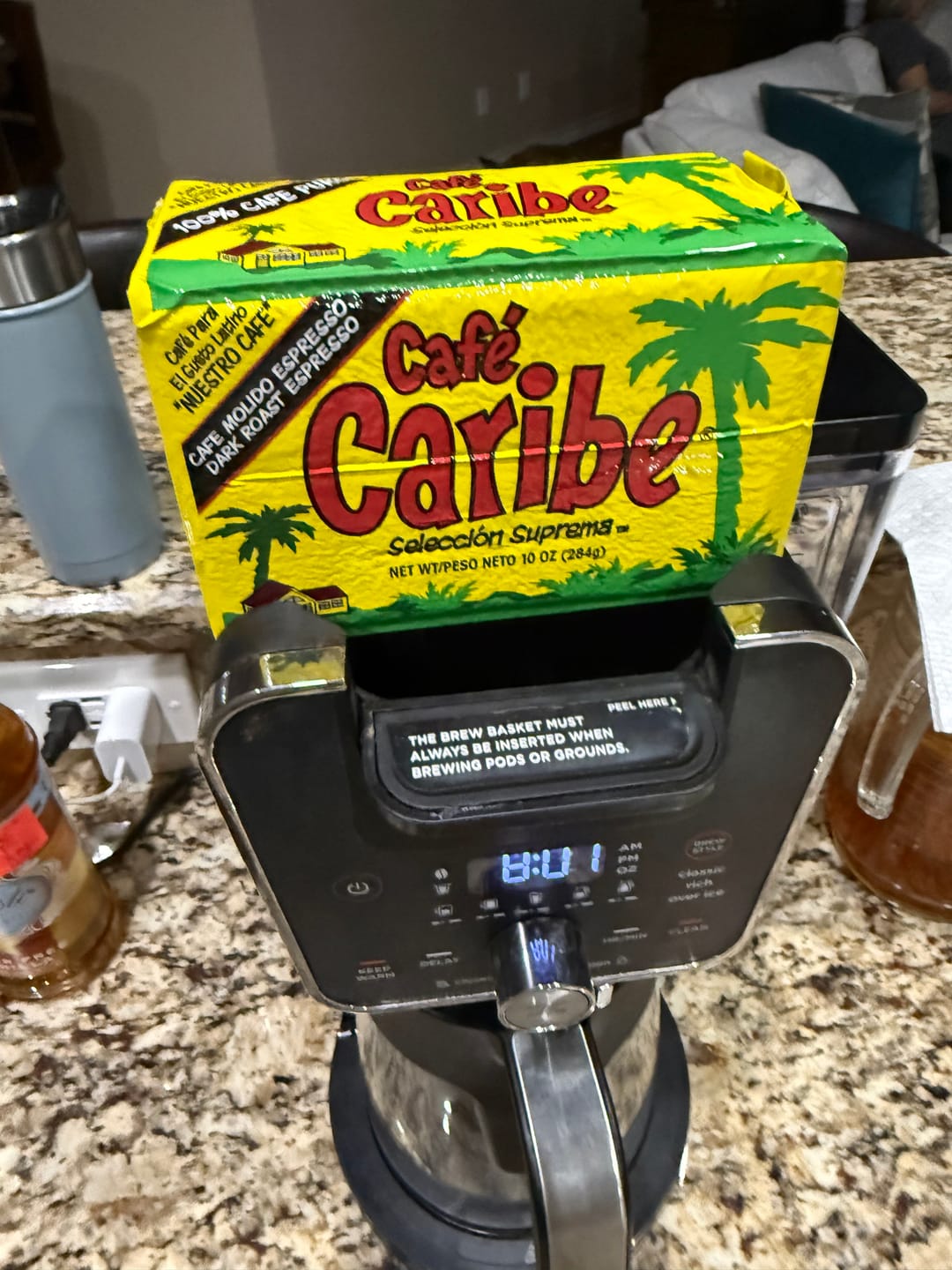 Customer photo review of Cafe Caribe Coffee Ground Dark Roast - 10 OZ 12 Pack