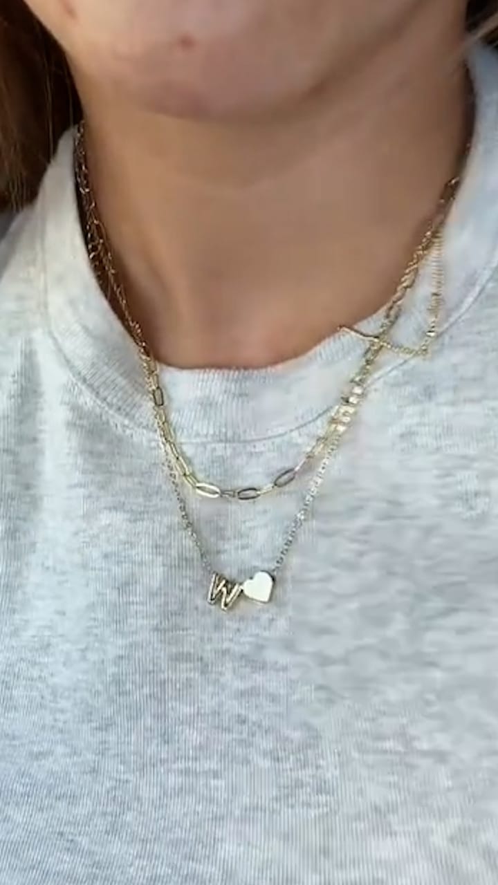 Customer photo review of Heart Initial Necklace