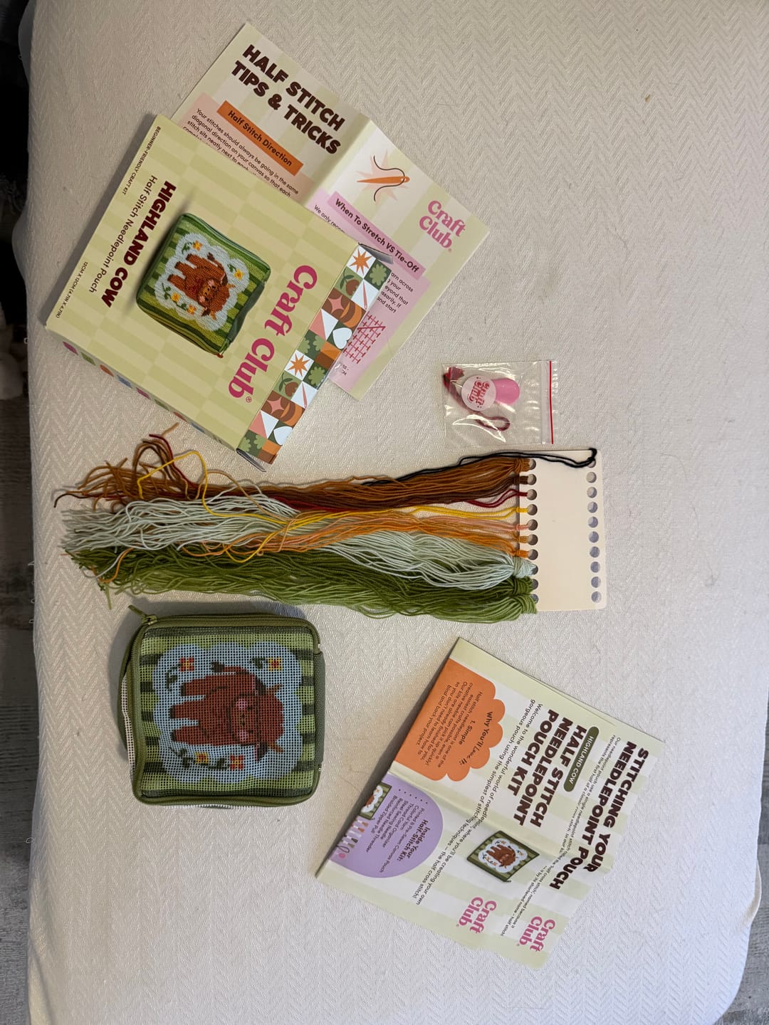 Customer photo review of HIGHLAND COW - Needlepoint Pouch Kit