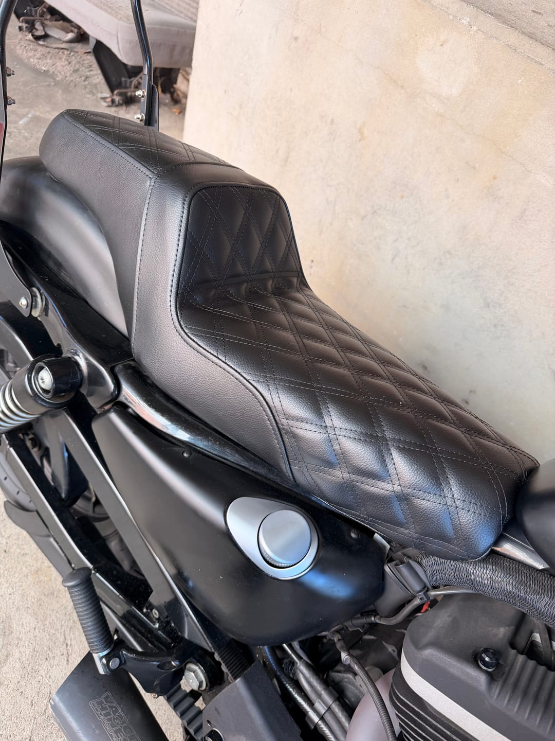 Customer photo review of Iron Born Diamond Stitch 2-Up Seat For Harley Sportster 883 Low XL883L Black