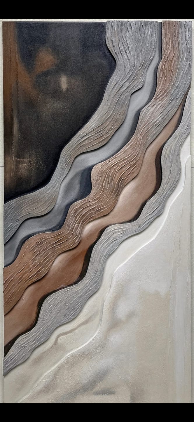 Customer photo review of Layered Earth: Impasto Earth-Toned Abstract Wall Art - Brown Grey White Textured Curves, Stylish Accent for Contemporary Homes