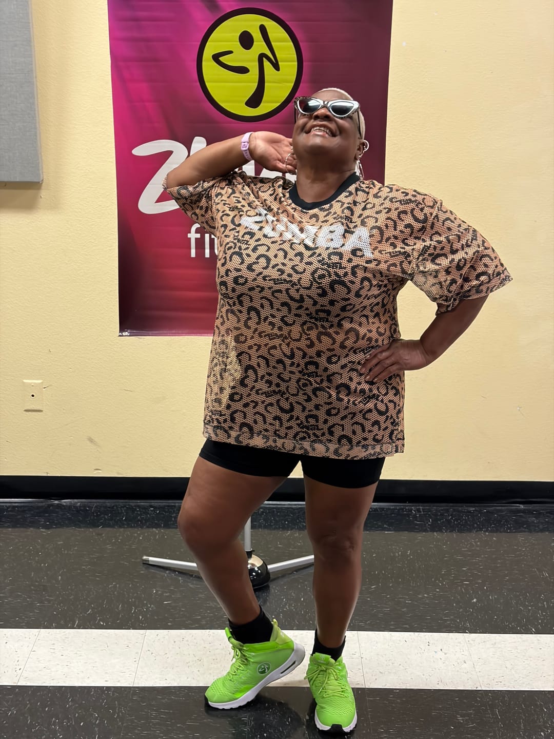 Customer photo review of Zumba Wildbeat Oversized Mesh Top