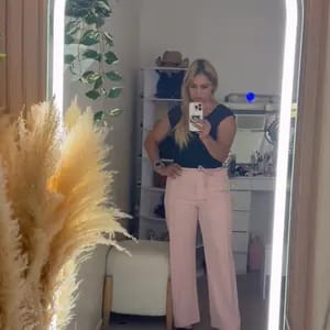 Customer photo review of Lace-up Trousers Loose-fit Drawstring Wide-leg Pants With Multiple Pockets