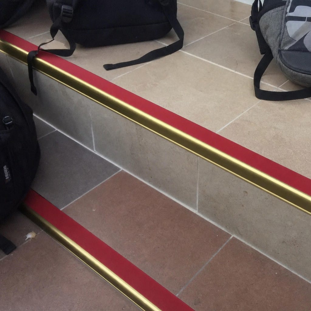Customer photo review of Single Channel Aluminium Stair Nosing 2.44m PVC Insert