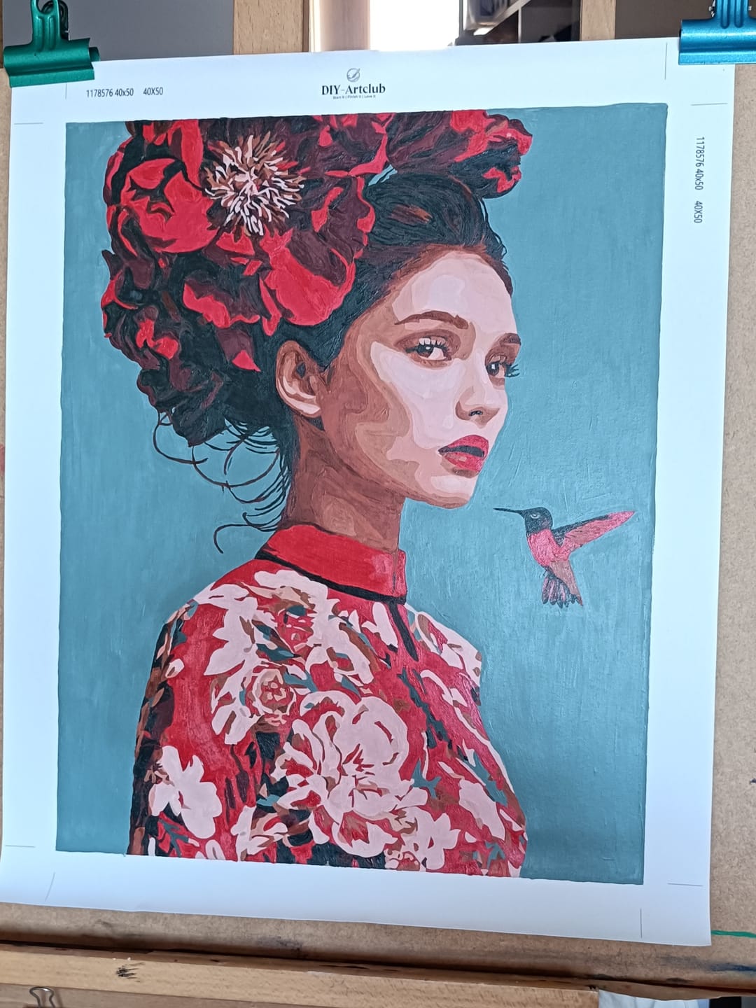 Customer photo review of Scarlet Blossom Muse | Paint by Number
