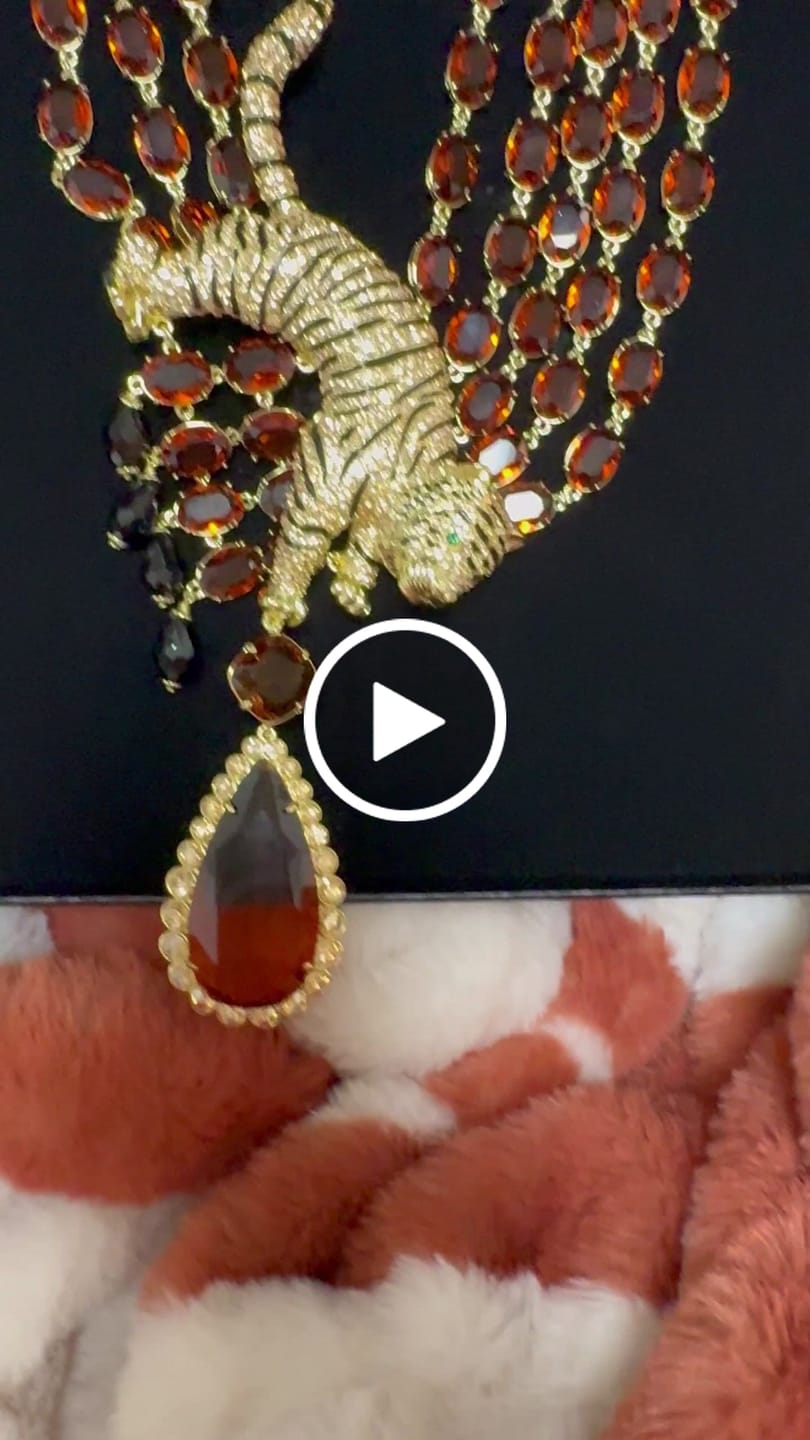 Customer video review of HEIDI DAUS® "Sultry Stripes" Tiger Statement Necklace