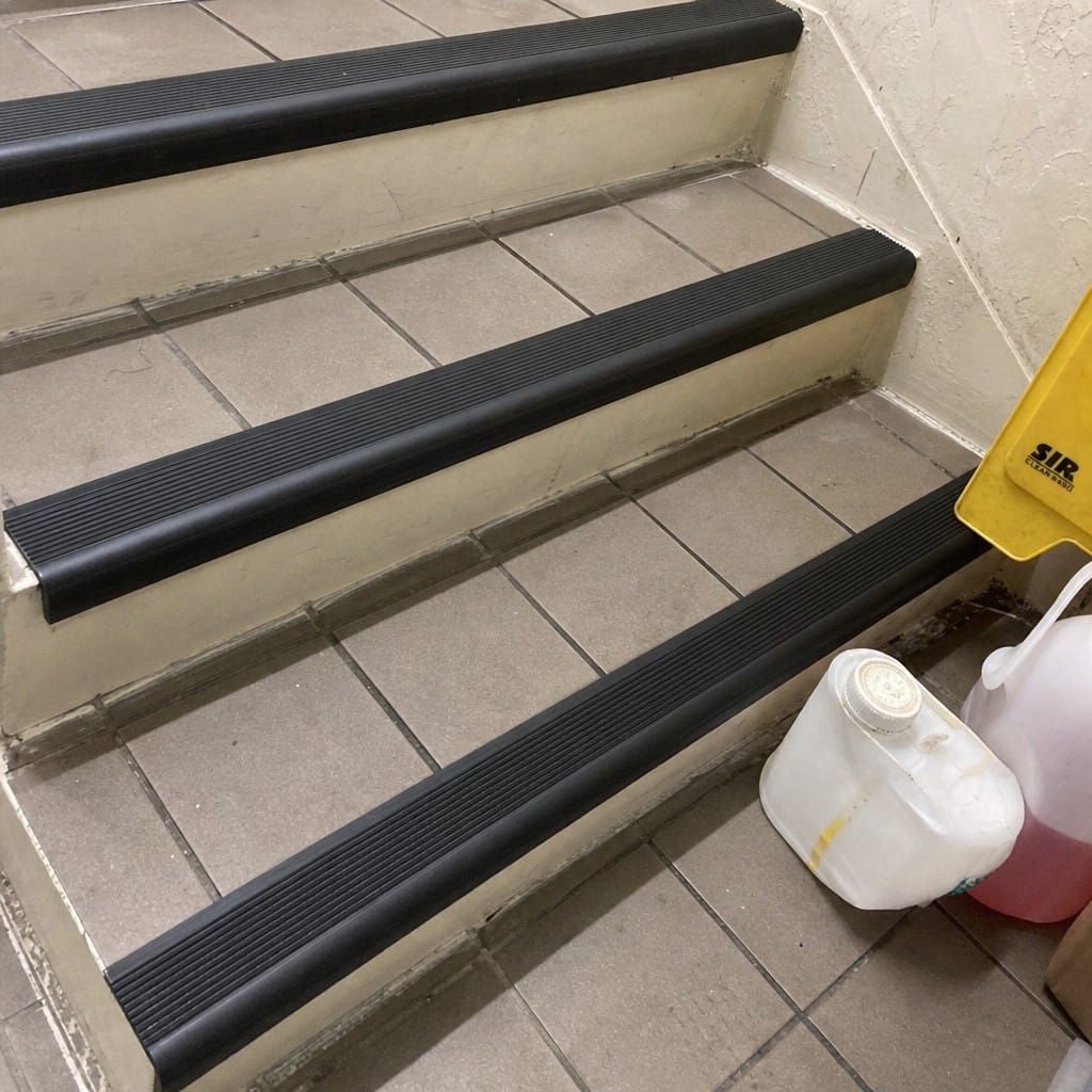 Customer photo review of Self-Adhesive PVC Bullnose Stair Nosing 50x25mm, Black or Grey