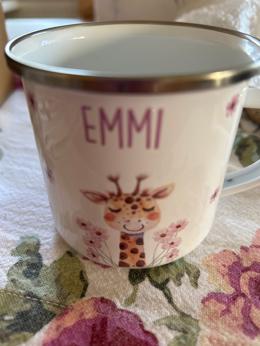 Customer photo review of Emaille Tasse personalisiert - niedliche Motive