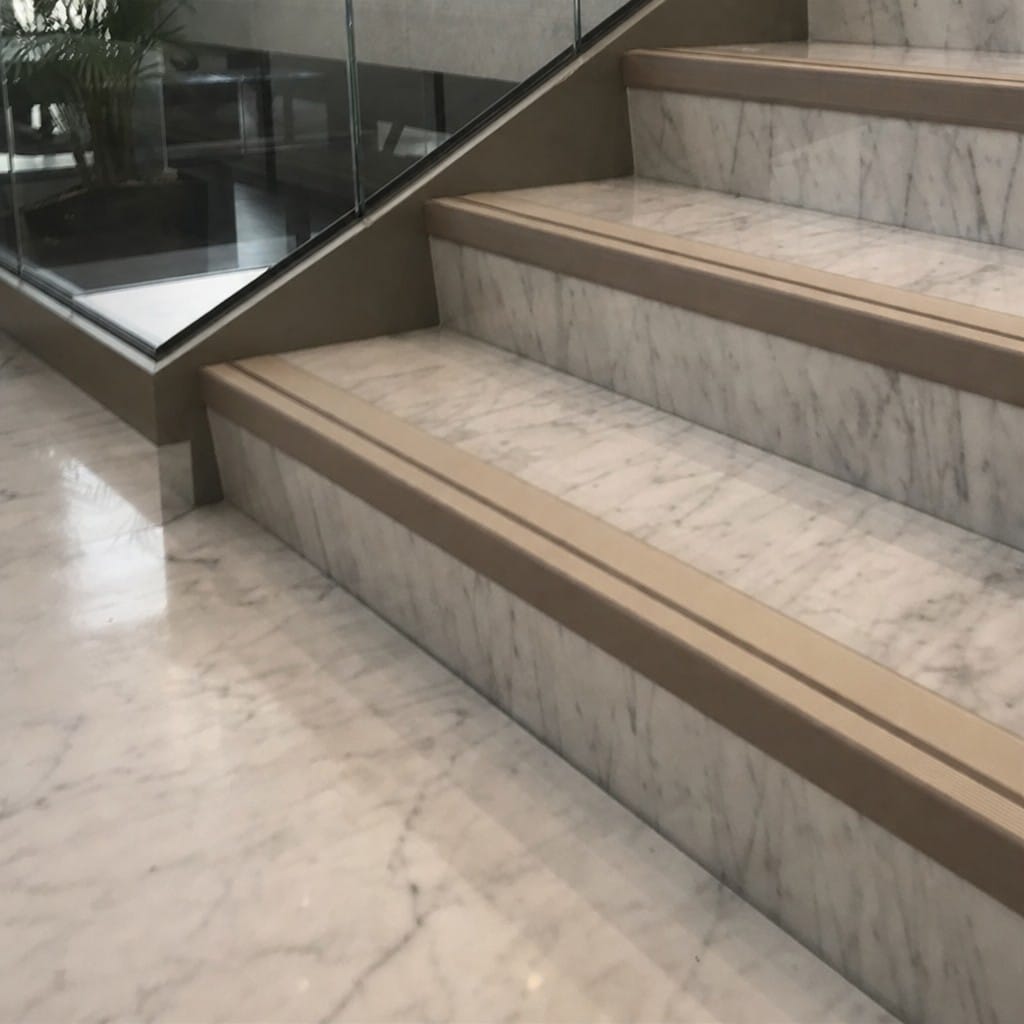 Customer photo review of Rake Back Double Channel Stair Nosing 2.44m 93mm Vinyl