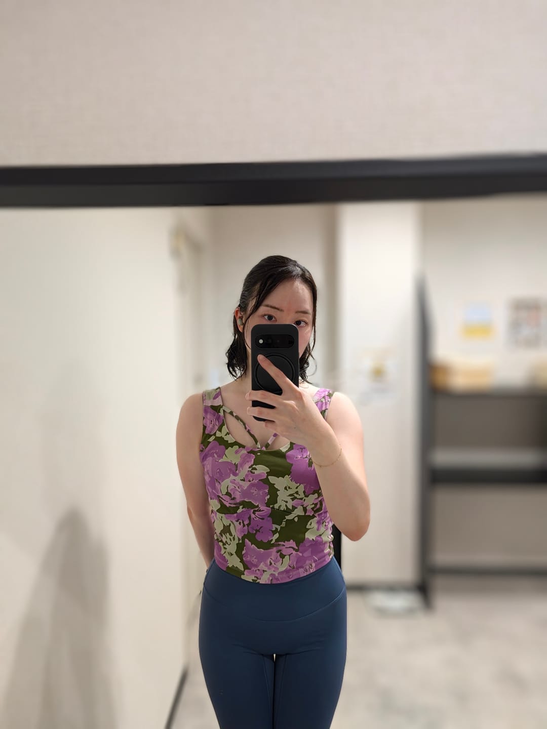Customer photo review of ZOMIGEN｜パープル花柄 バッククロス ヨガスポブラ