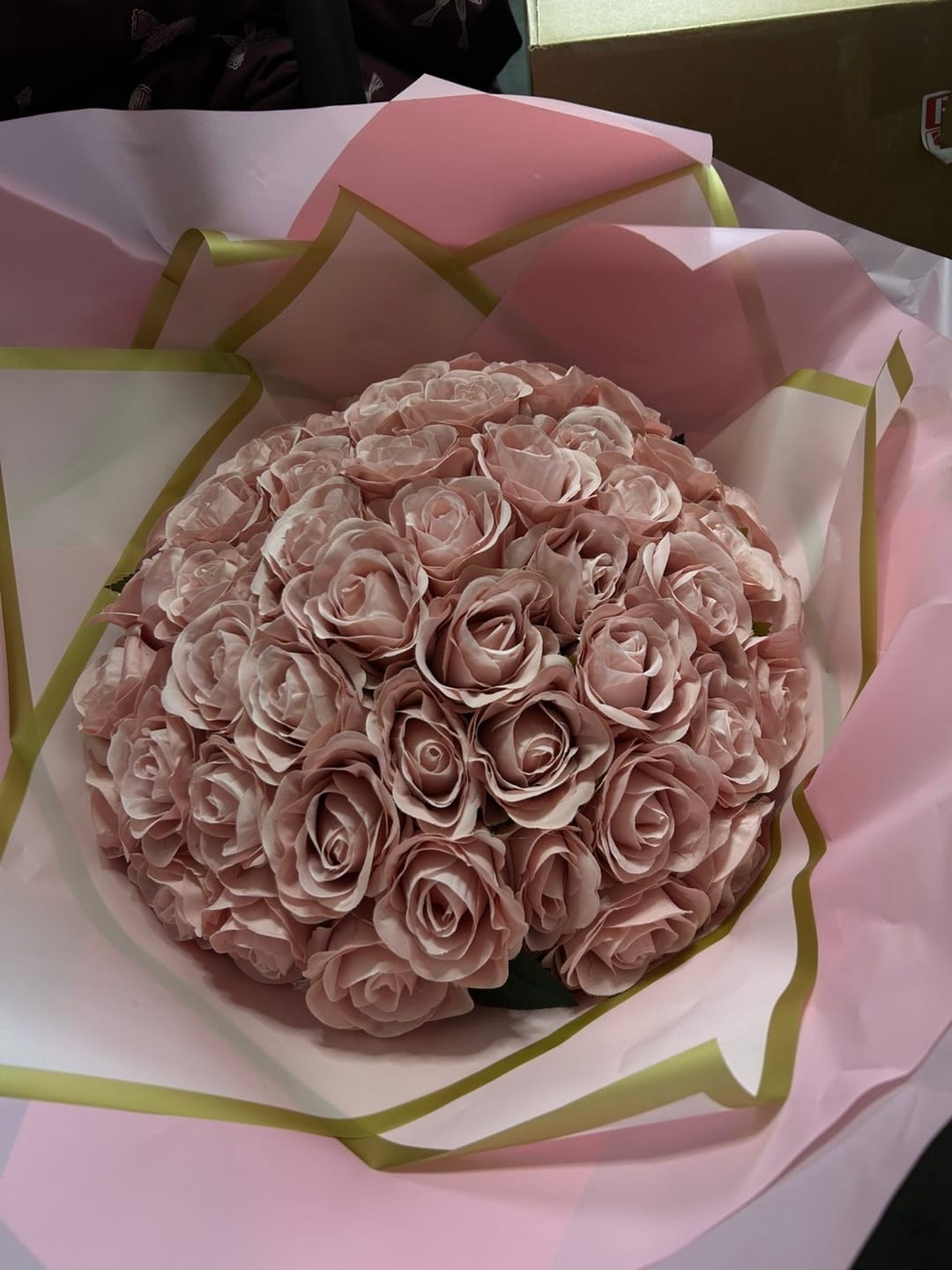 Customer photo review of Pink Forever Rose Bouquet
