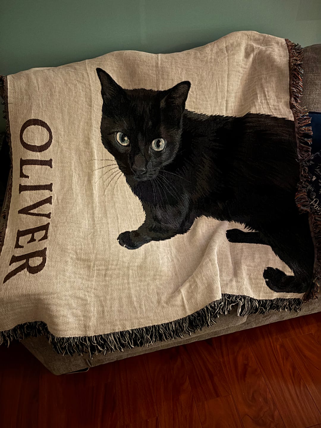 Customer photo review of Custom Heirloom Pet Throw Blanket