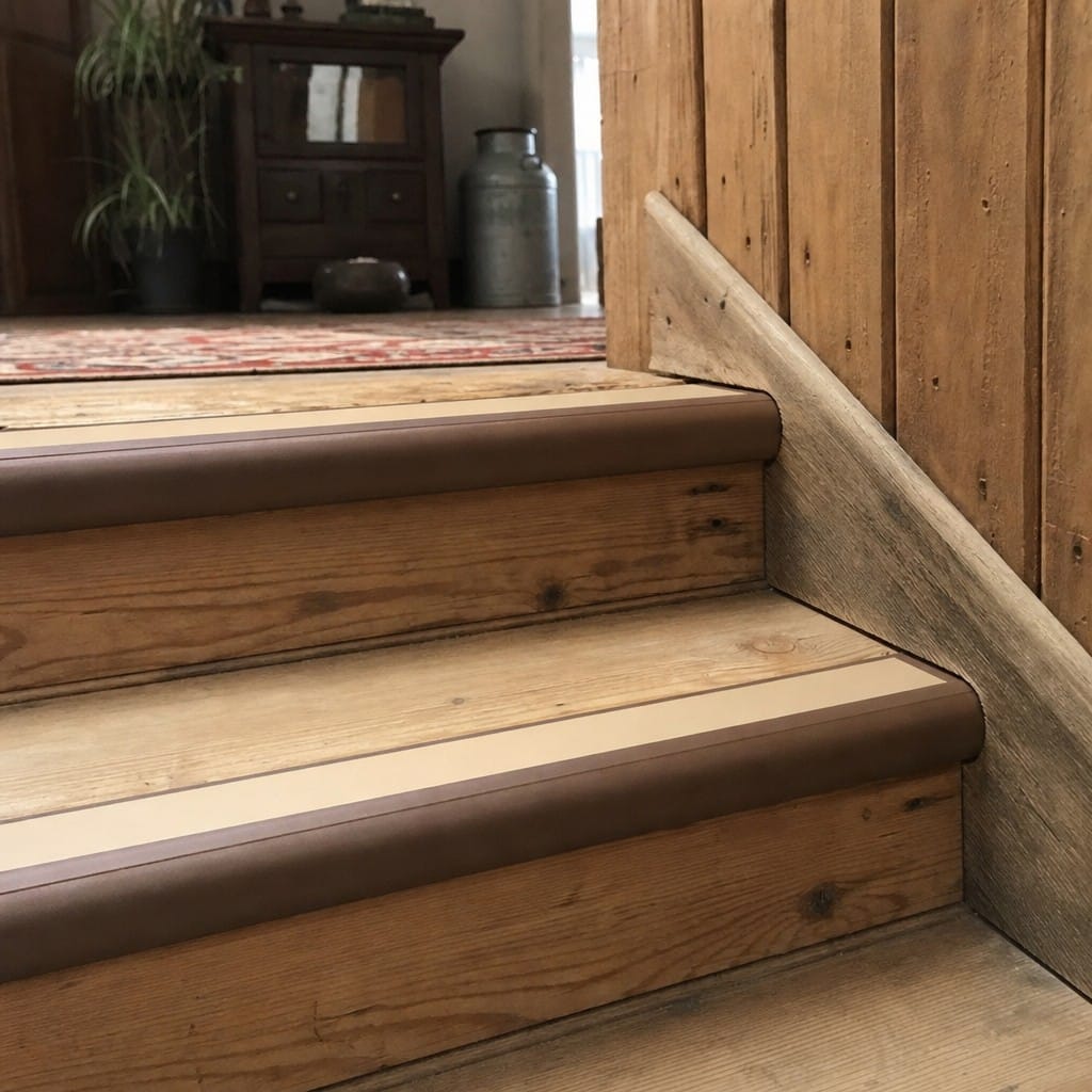 Customer photo review of Bullnose Stair Nosing 70mm Aluminium Single Channel PVC