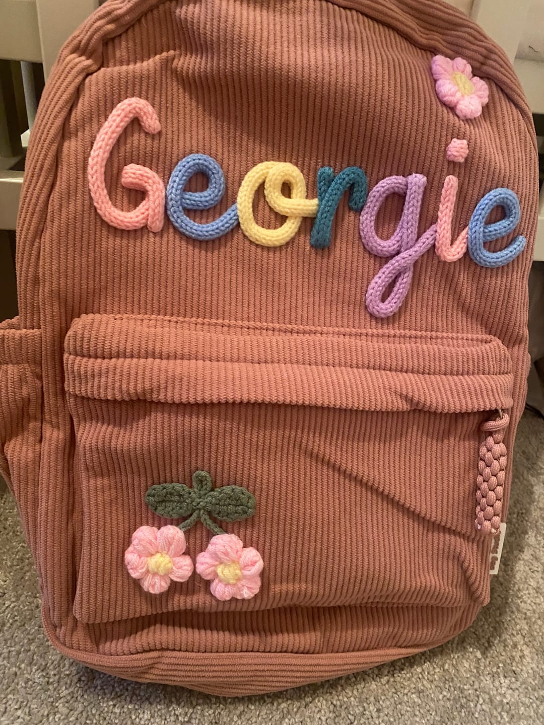 Customer photo review of K&C - Personalized Knitted Backpack