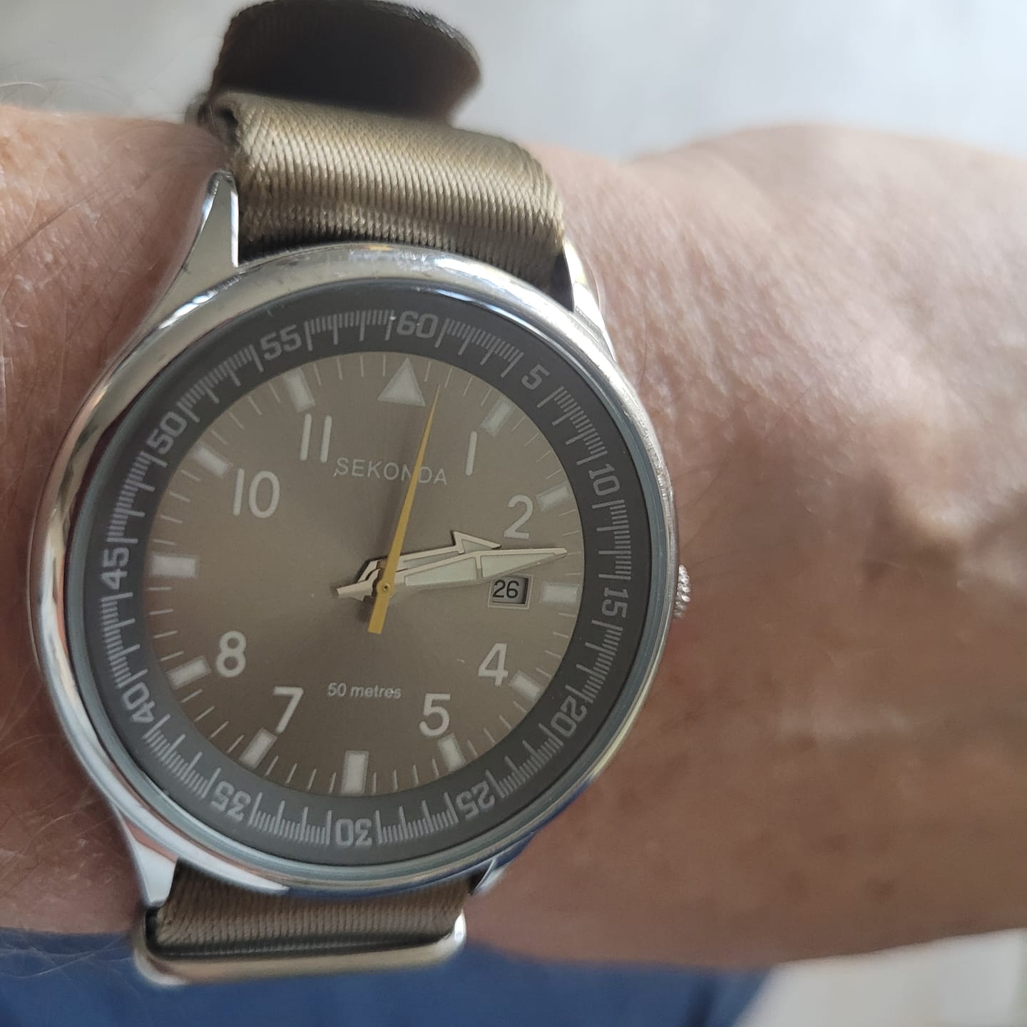 Customer photo review of Seatbelt Military Style Strap - Sand