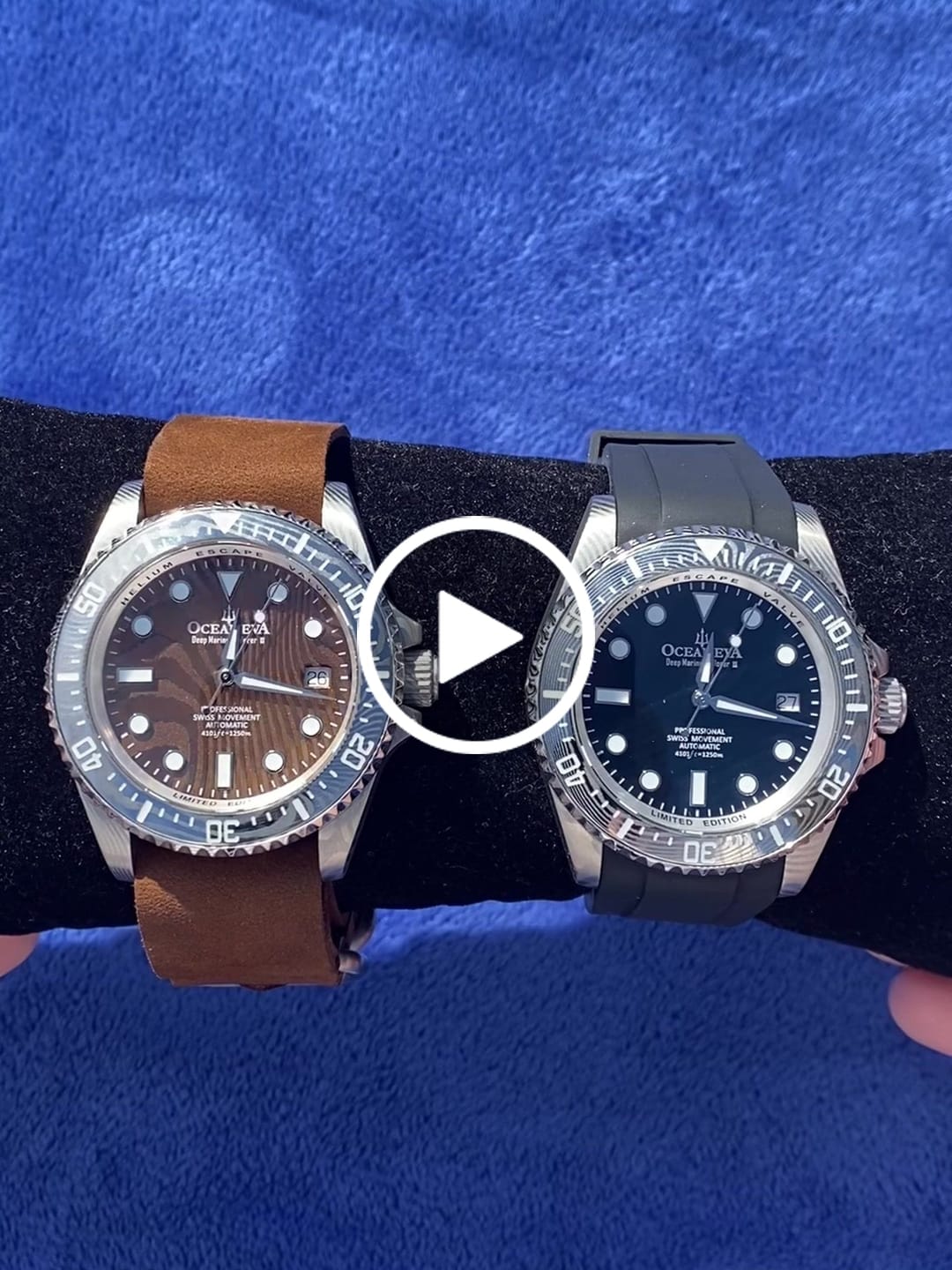Customer video review of Oceaneva Mens Deep Marine Explorer II Black Damascus Steel Dial Watch