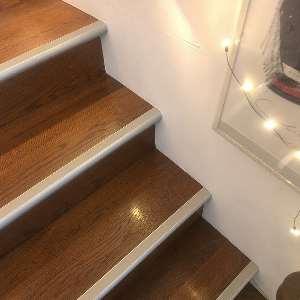 Customer photo review of Bullnose Aluminium Stair Nosing 2.75m Single Channel PVC
