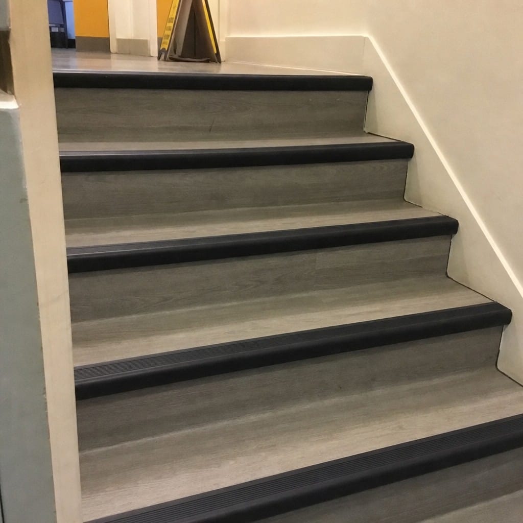 Customer photo review of Self-Adhesive PVC Bullnose Stair Nosing 50x25mm, Black or Grey