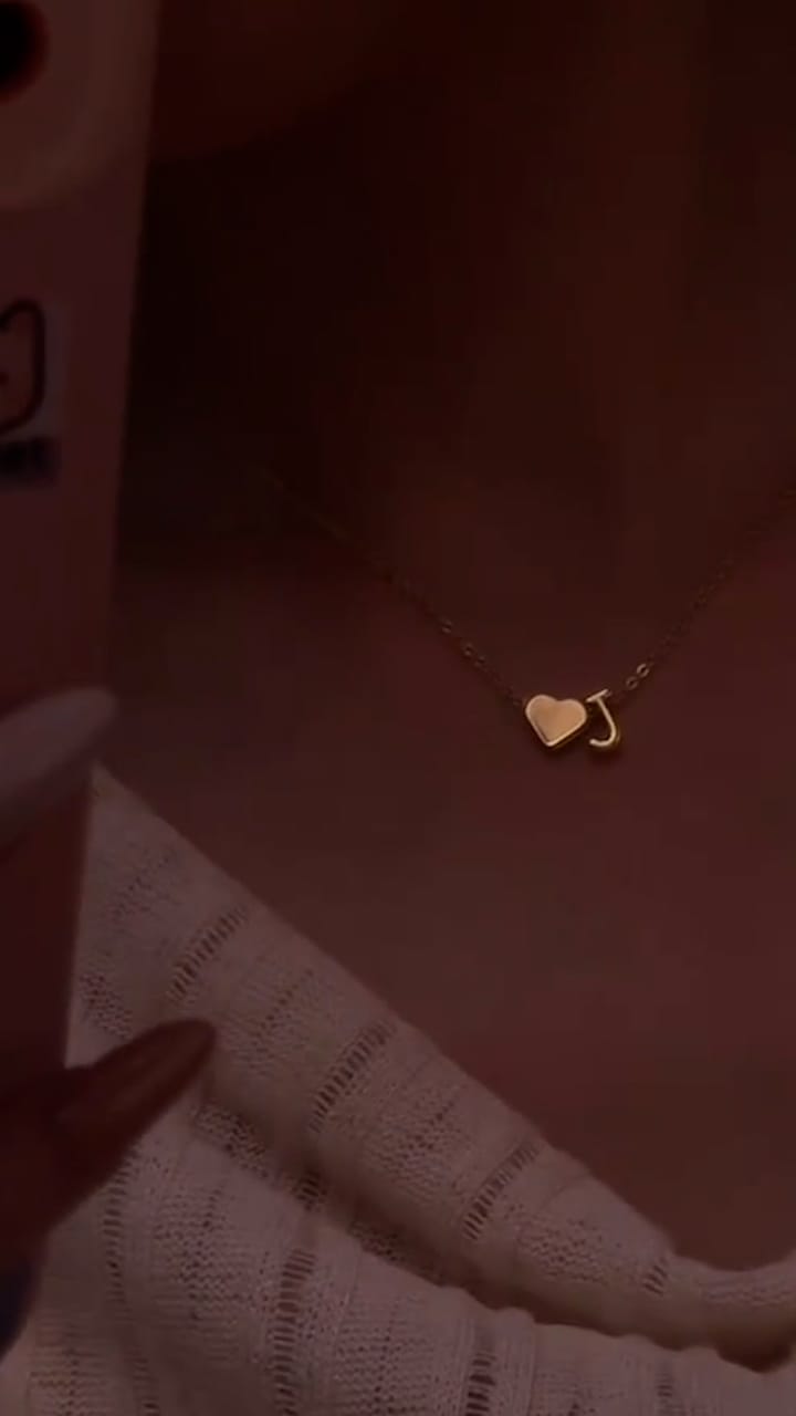 Customer photo review of Heart Initial Necklace