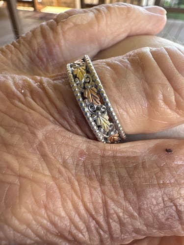 Customer photo review of Classic Wedding II - Sterling Silver Black Hills Gold Mens Ring