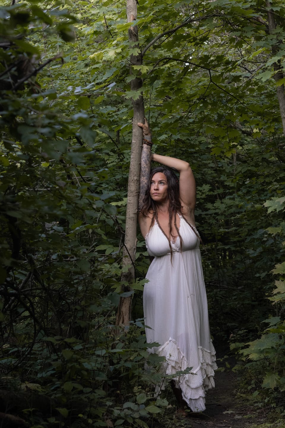 Customer photo review of Mira Cotton Ruffle Dress Undyed