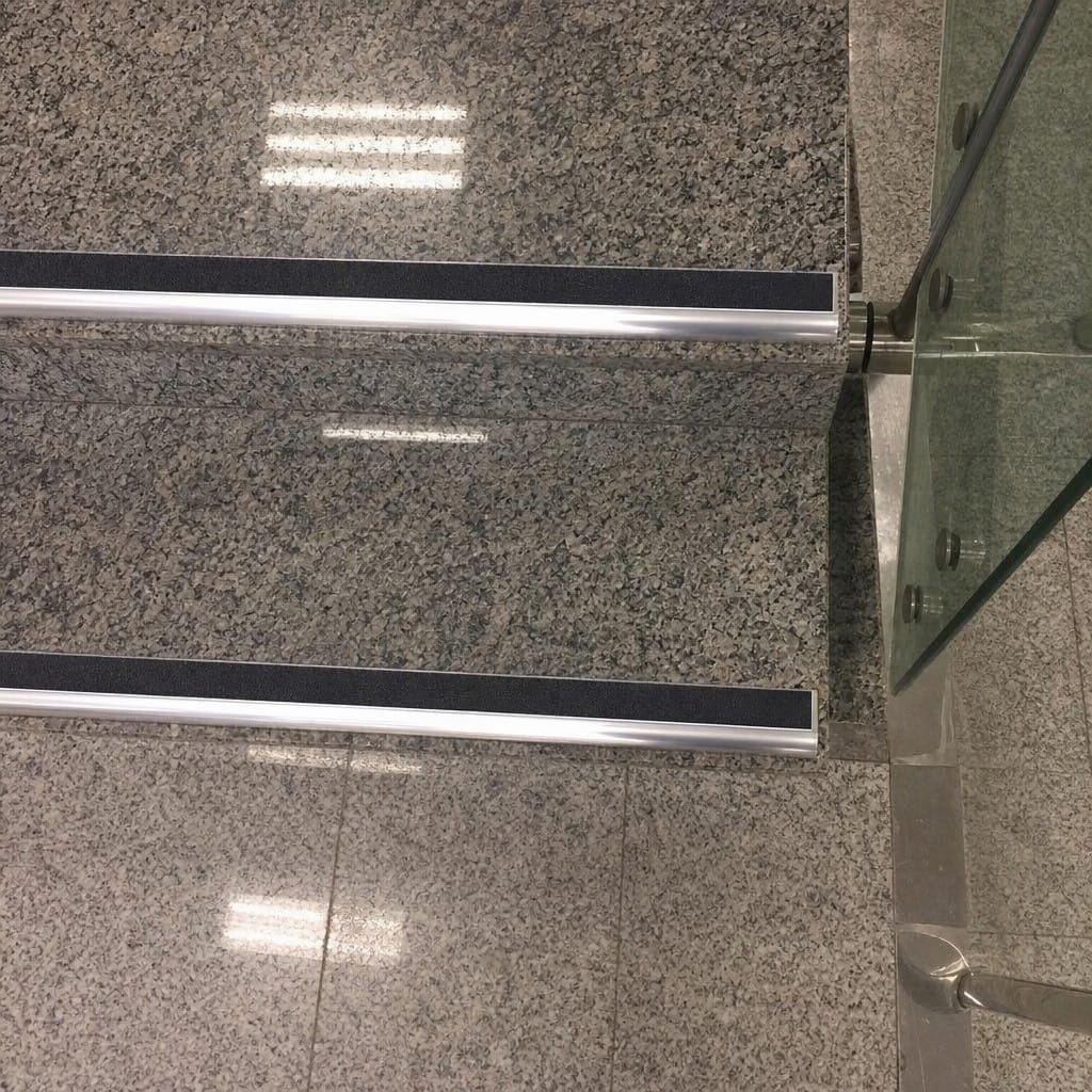 Customer photo review of Aluminium Stair Nosing 55mm Bullnose PVC Insert Indoor