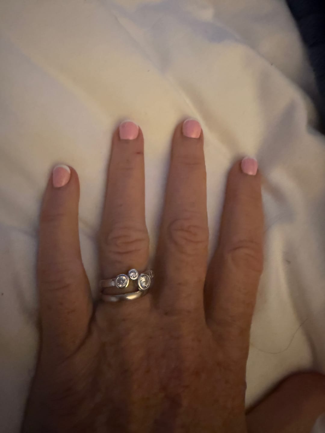Customer photo review of Sterling Silver Bubble Ring Set With 4 White Zirconia Stones