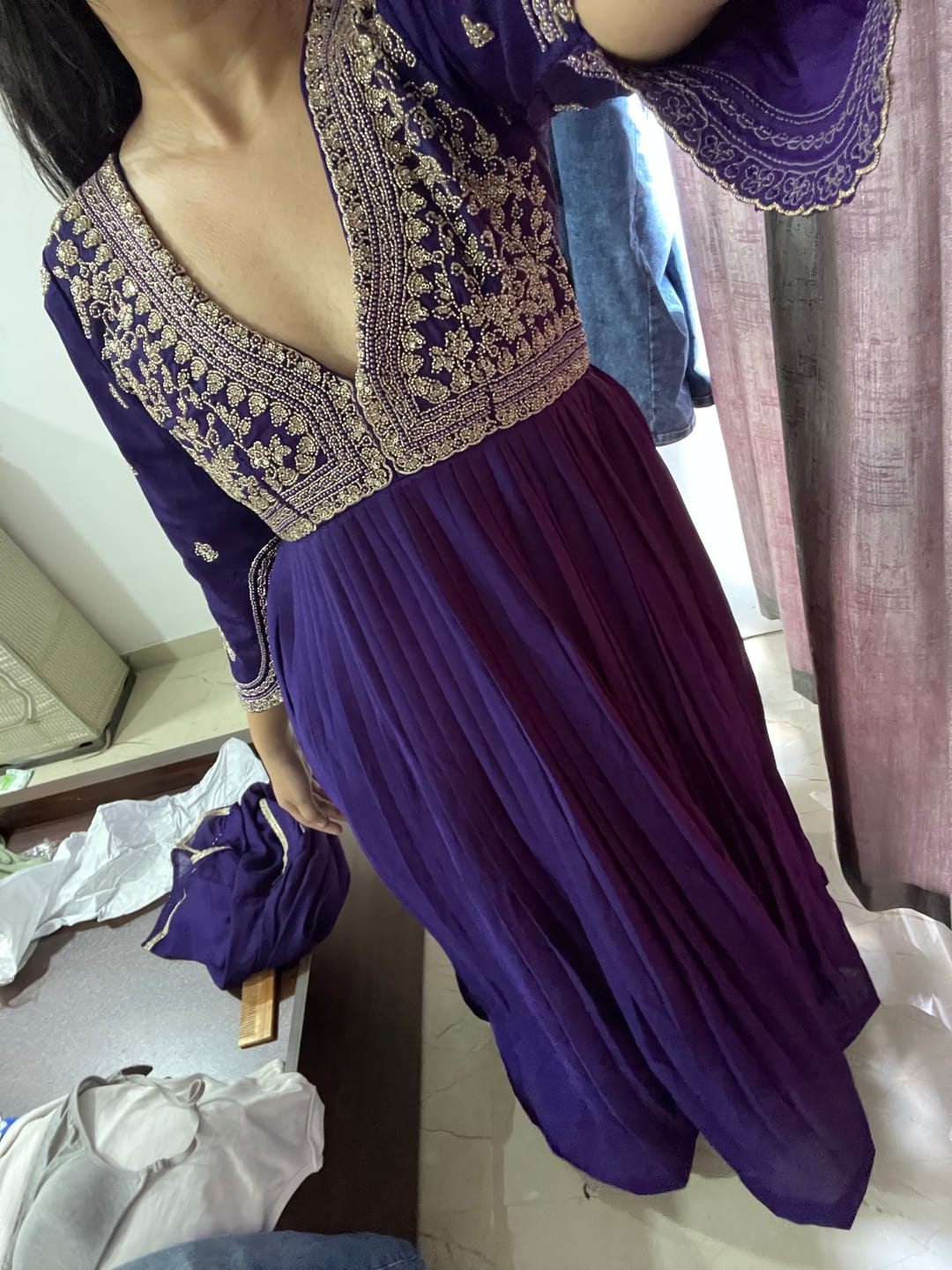 Customer photo review of Jhoom Violet Embroidered Anarkali Set