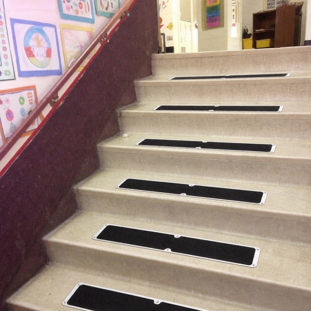 Customer photo review of Aluminium Screw Down Stair Plates Non Slip Resin Bonded