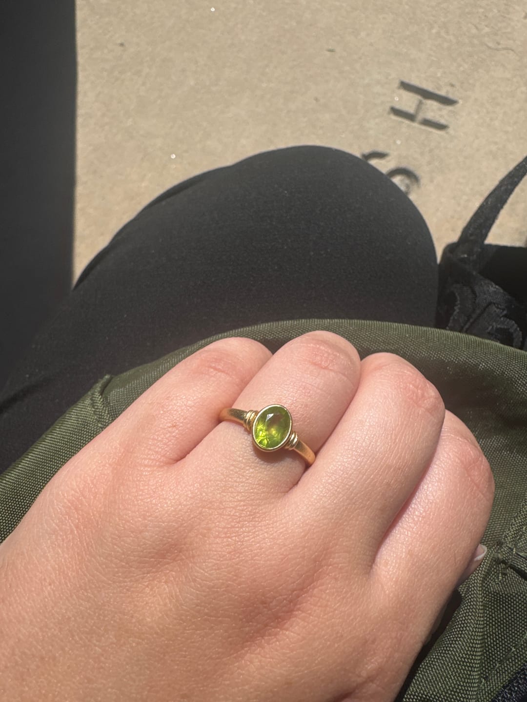 Customer photo review of Natural Peridot Botanical Vintage-Style Ring – Eden