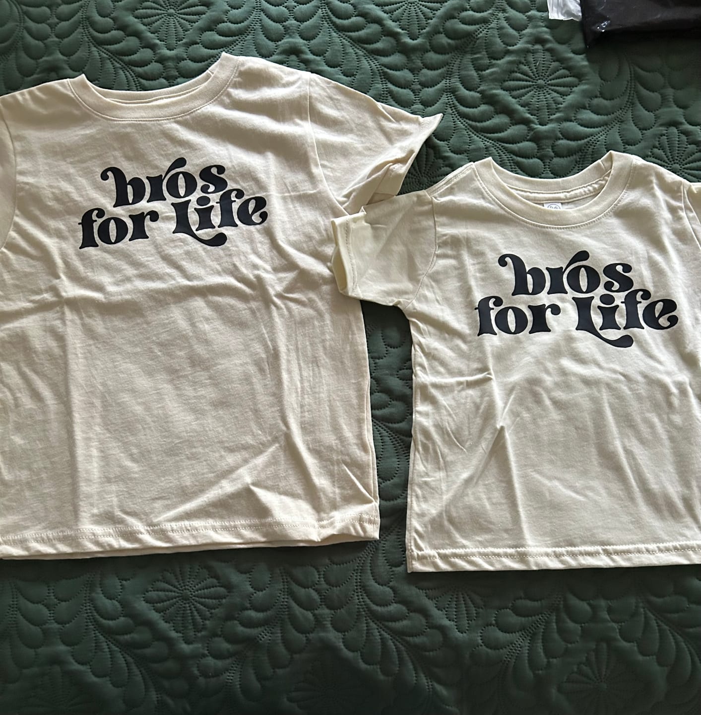 Customer photo review of Bros for Life | Ivory Graphic T-shirt