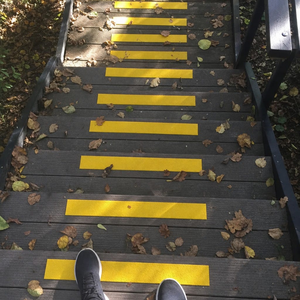 Customer photo review of 90mm Medium Grit Non-Slip Decking Strips GRP Wet Frosty