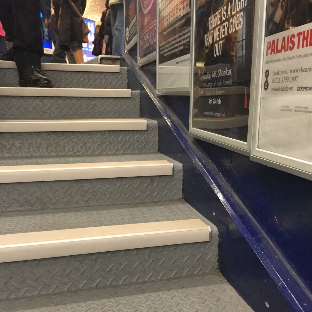 Customer photo review of Aluminium Stair Nosing 71x55mm BS8300 DDA Compliant PVC Insert