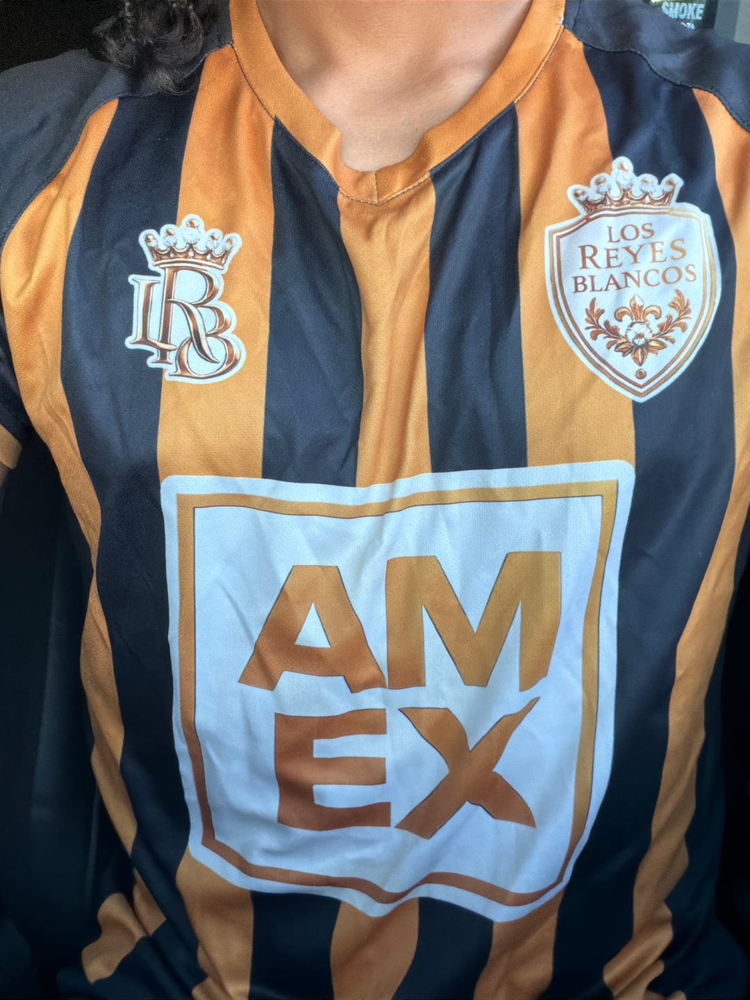 Customer photo review of Custom Black Classic Striped Personalized Soccer Tops/Sets Jersey