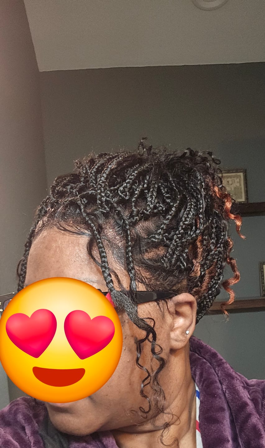 Customer photo review of Crochet Boho Box Braids with Human Hair Curls