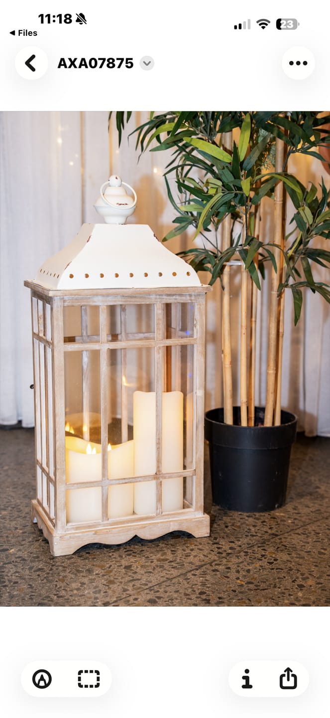Customer photo review of Richard French Provincial Wooden Lantern Set of 2, Fir Timber Glass White Metal Roof
